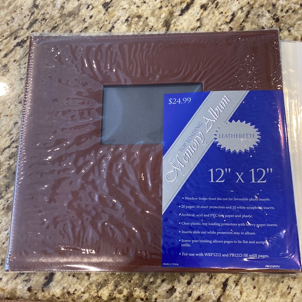 Scrapbook brown leather cover and one set of refills